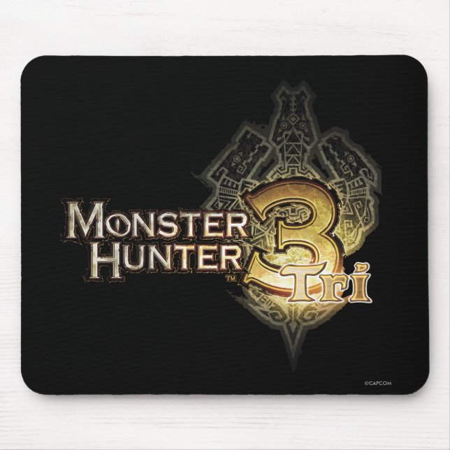 Tapis De Souris Logo de chasseur de monstre tri (Devant)