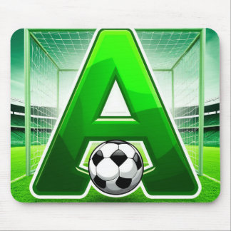 Tapis De Souris ⚽ Logo de football avec lettre verte A pour stade