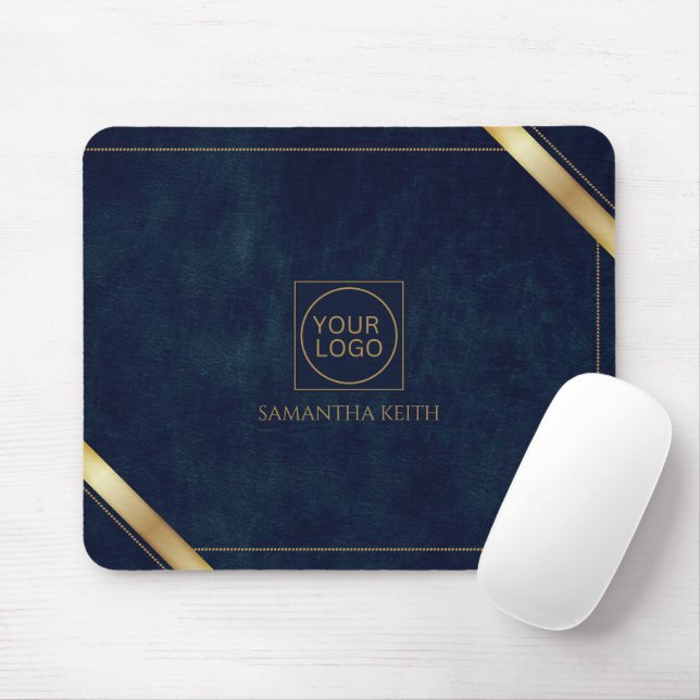 Tapis De Souris Logo de l'entreprise Premium Marine Cuir 2025 Pers (Avec souris)