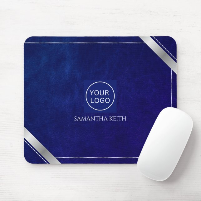 Tapis De Souris Logo de l'entreprise Royal Blue Leather 2025 Custo (Avec souris)