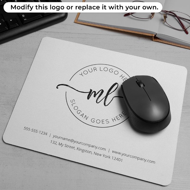Tapis De Souris Logo de l'entreprise Simple Monogramme Initiales B (Créateur téléchargé)