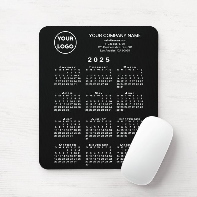 Tapis De Souris Logo d'entreprise 2025 et texte en noir (Avec souris)