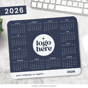 Tapis De Souris Logo d'entreprise 2026 Marine Bleu Calendrier de l