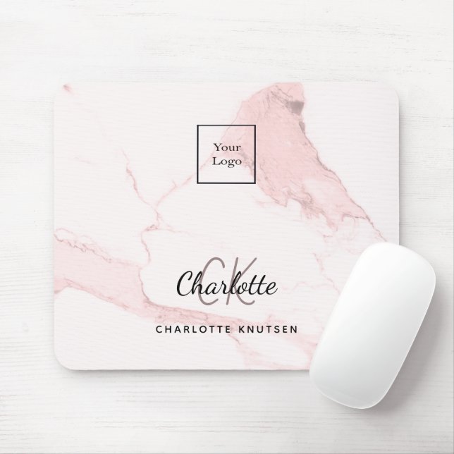 Tapis De Souris Logo d'entreprise en marbre rose clair (Avec souris)