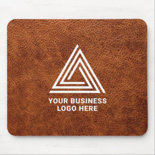 Tapis De Souris Logo d'entreprise moderne en cuir marron faux