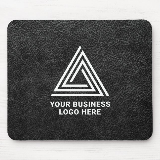 Tapis De Souris Logo d'entreprise moderne en cuir noir Faux (Devant)
