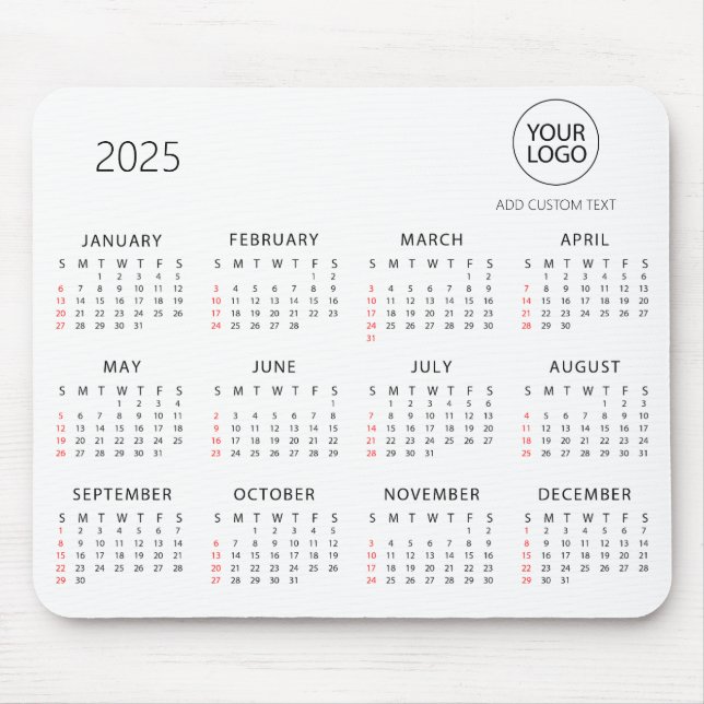 Tapis De Souris Logo d'entreprise personnalisé | Calendrier person (Devant)
