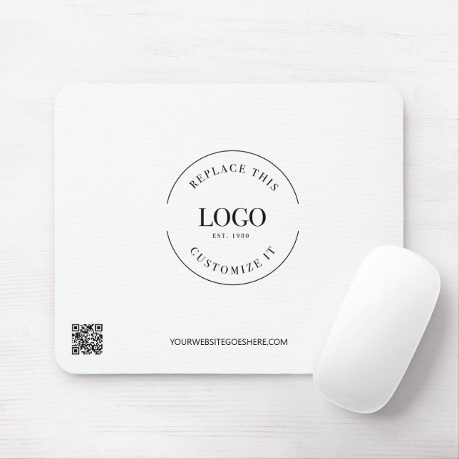 Tapis De Souris Logo d'entreprise site Web simple Noir blanc Perso (Avec souris)