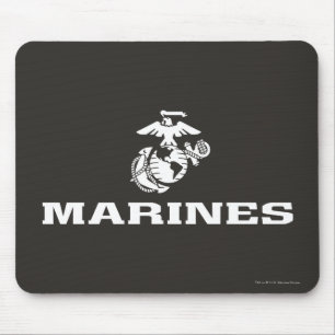 Tapis De Souris Logo d'usmc empilé - blanc