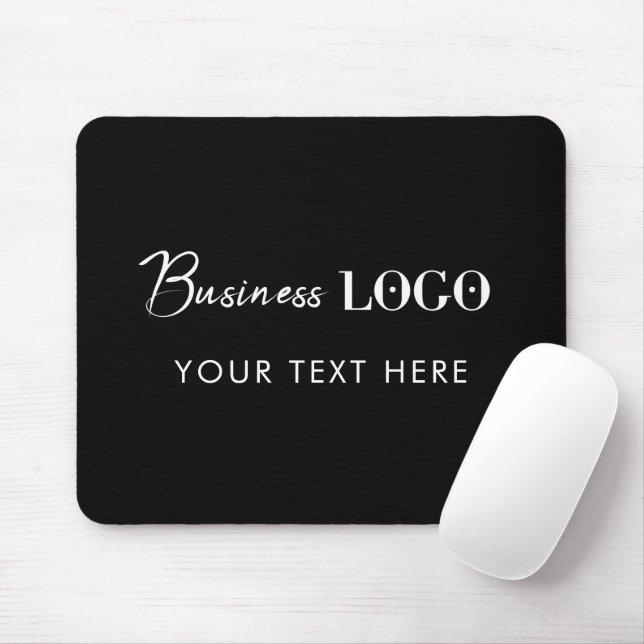 Tapis De Souris Logo et texte professionnel de l'entreprise Black  (Avec souris)