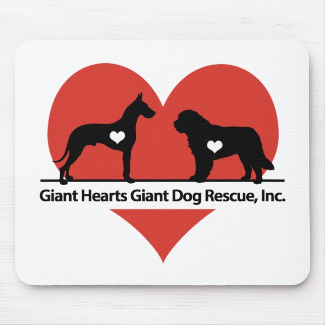 Tapis De Souris Logo géant de délivrance de chien de coeurs géants (Devant)