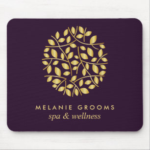 Tapis De Souris Logo Gold feuilles Purple Personnalisé ajoutez vo