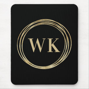 Tapis De Souris Logo Monogramme classique Black Gold Business