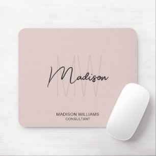 Tapis De Souris Logo Monogramme Moderne Rose Pâle Consultant