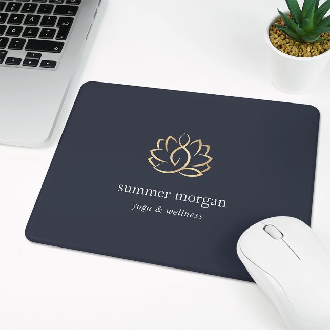 Tapis De Souris Logo Navy & Gold Lotus (Créateur téléchargé)