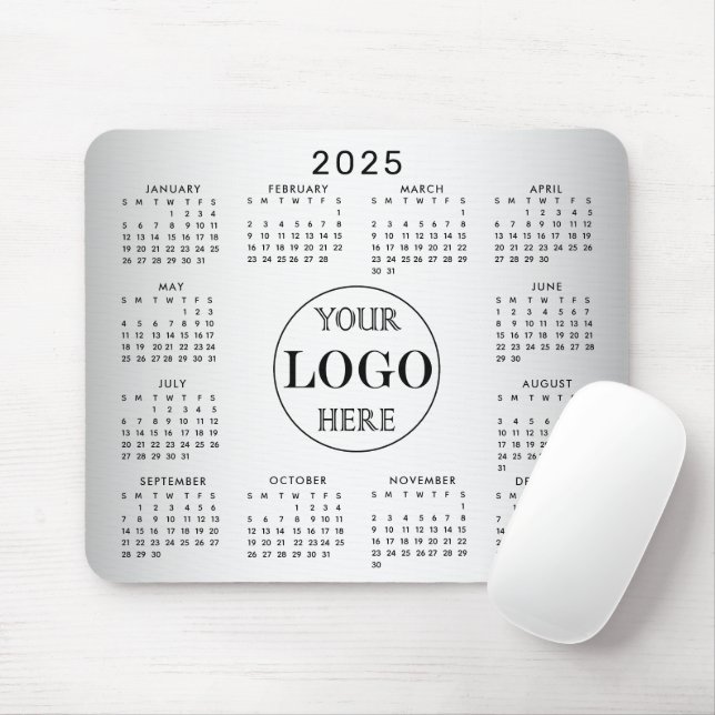Tapis De Souris Logo personnalisé Blurred Grey Arrière - plan Cale (Avec souris)