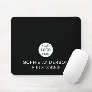 Tapis De Souris Logo Personnalisé Moderne Black Business Professio