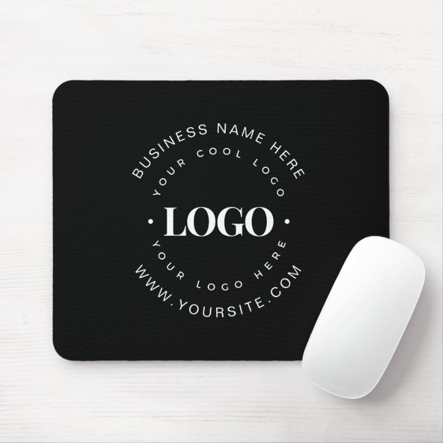 Tapis De Souris Logo personnalisé noir et blanc Texte Entreprise E (Avec souris)