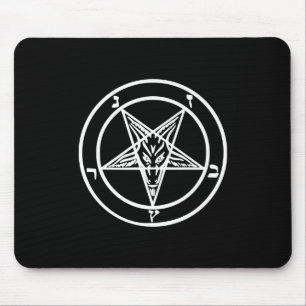 Tapis De Souris Logo satanique de la chèvre de Pentagram inversé