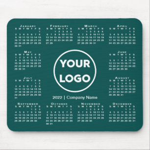 Tapis De Souris Logo simple 2022 Calendrier Business sur Blue-Gree