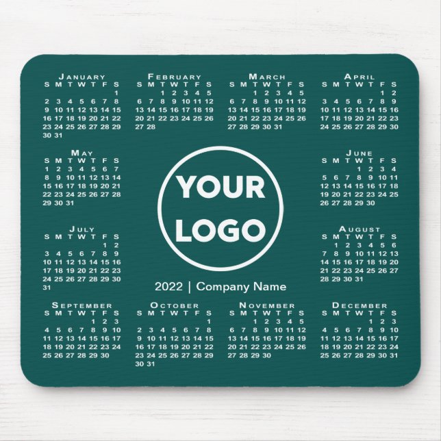 Tapis De Souris Logo simple 2022 Calendrier Business sur Blue-Gree (Devant)