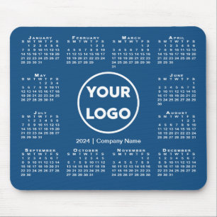 Tapis De Souris Logo simple 2024 Calendrier Business sur Blue