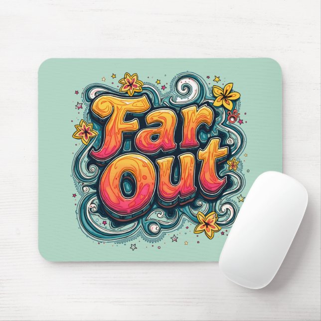 Tapis De Souris Loin Retro les années 70 Psychédélique Super Hippi (Avec souris)