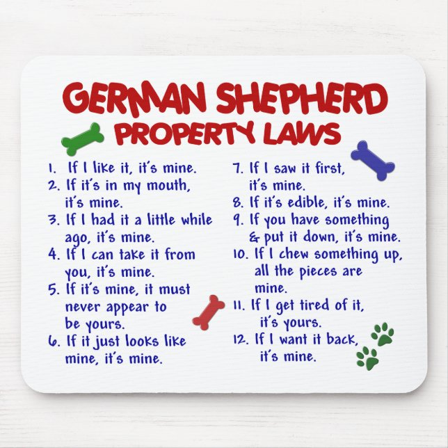 Tapis De Souris Lois 2 de propriété de BERGER ALLEMAND (Devant)