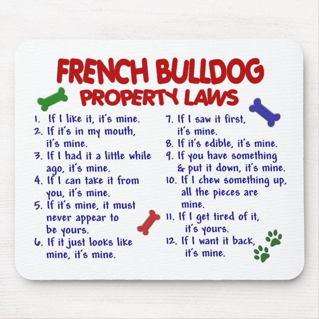 Tapis De Souris Lois 2 de propriété de BOULEDOGUE FRANÇAIS (Devant)