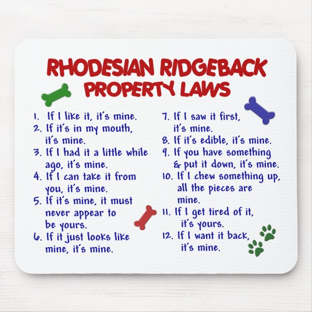 Tapis De Souris Lois 2 de propriété de RHODESIAN RIDGEBACK (Devant)