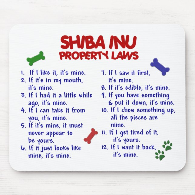 Tapis De Souris Lois 2 de propriété de SHIBA INU (Devant)