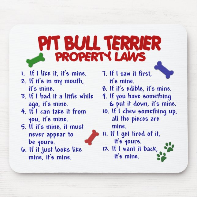 Tapis De Souris Lois 2 de propriété de TERRIER de PITBULL (Devant)