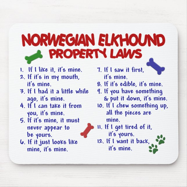 Tapis De Souris Lois NORVÉGIENNES 2 de propriété d'ELKHOUND (Devant)