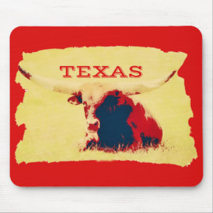 Tapis De Souris Longhorn Cow Texas Art Mouse Pad