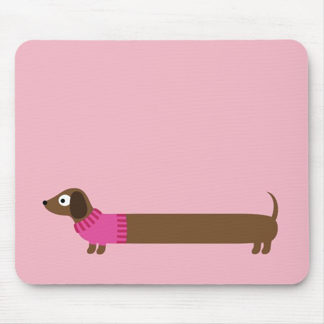 Tapis De Souris Longue illustration mignonne de teckel (Devant)