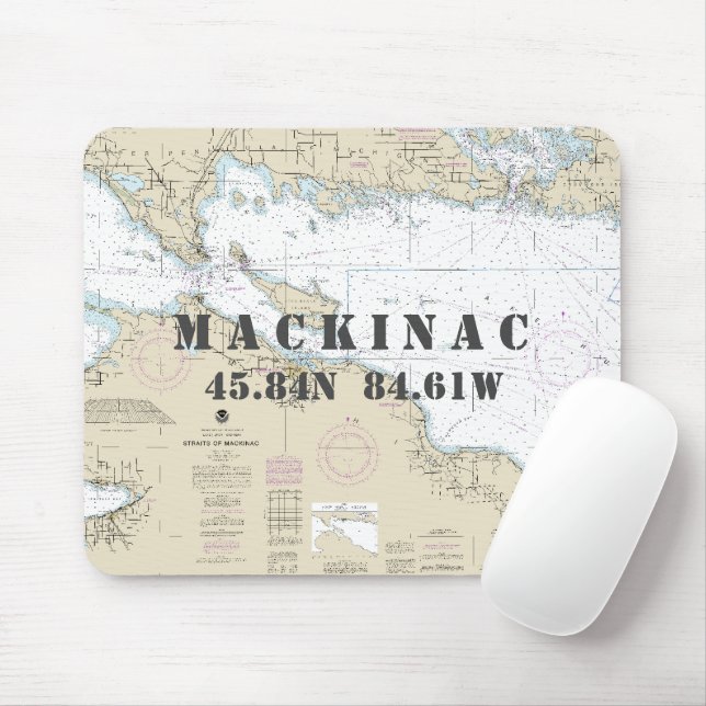 Tapis De Souris Longue Latitude MI de l'île Mackinac Nautique (Avec souris)
