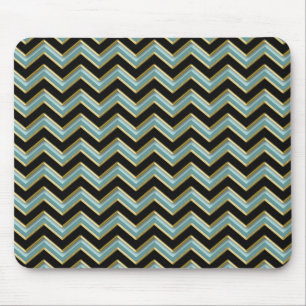 Tapis De Souris L'or noir Teal zigzaguent