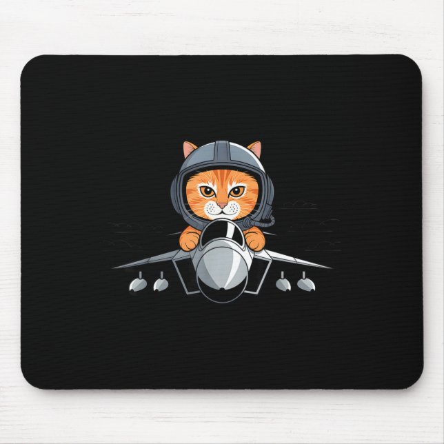 Tapis De Souris Lot Cat Fighter Jet Funny Aviation Kitty Design  (Devant)