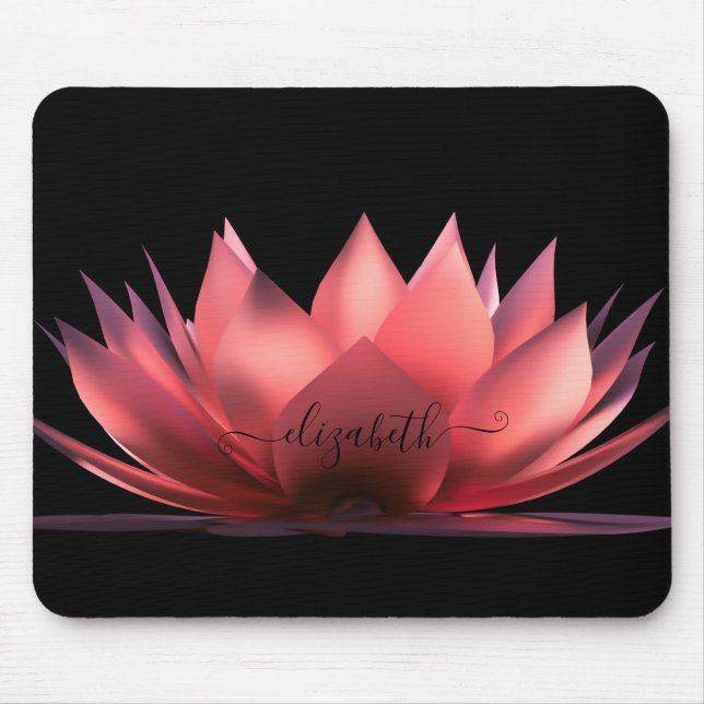 Tapis De Souris Lotus Noir Élégant Personnalisé (Devant)