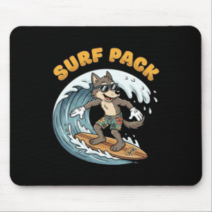 Tapis De Souris Loup de surf vintage Surf Pack Vagues océaniques R