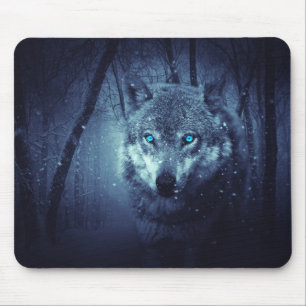 Tapis De Souris Loup d'yeux bleus
