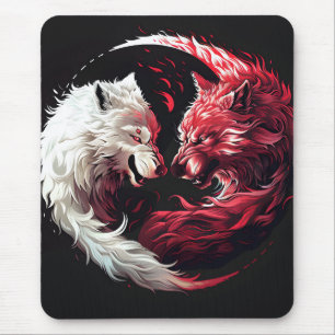 Tapis De Souris Loup fantôme lumière ombre animal spirituel fantai