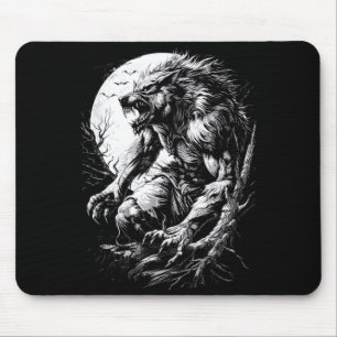 Tapis De Souris Loup-garou hurleur à la pleine lune