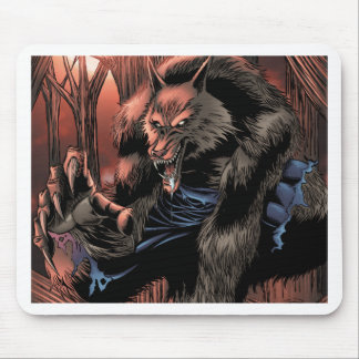 Tapis De Souris Loup-garou rouge de lune