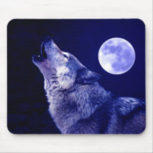 Tapis De Souris Loup hurlant à la lune