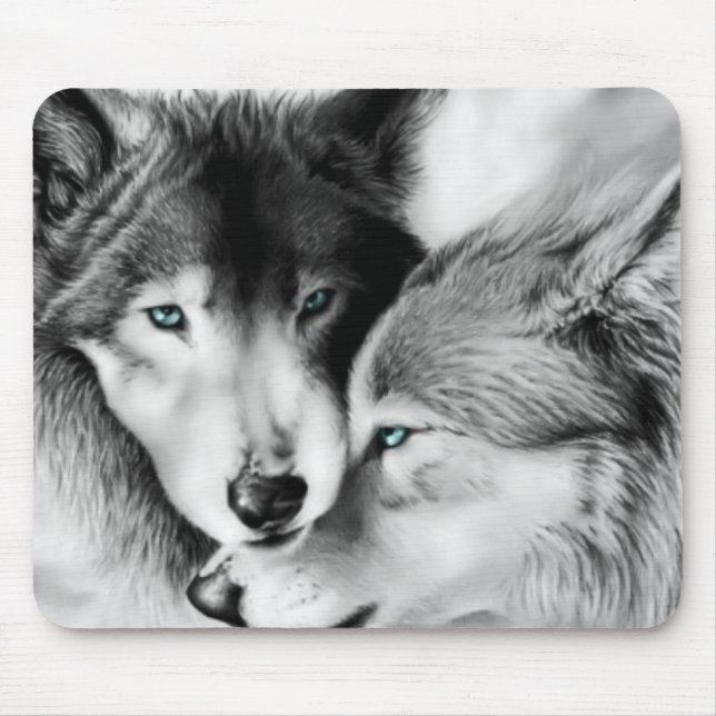 Tapis De Souris Loups dans l'amour Mousepad (Devant)