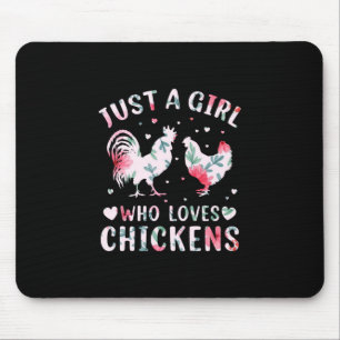 Tapis De Souris Louvain de poulet Fille qui aime les poulets
