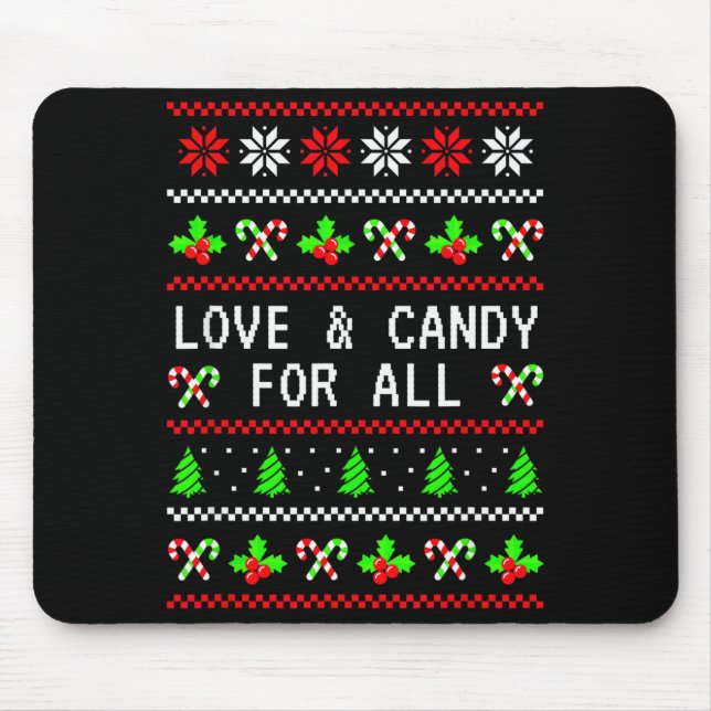 Tapis De Souris Love And Candy Christmas Candy Cane Ugly Christmas (Devant)
