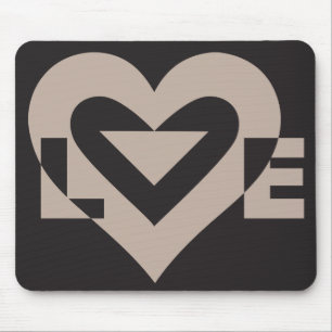 Tapis De Souris Love Grey sur Black