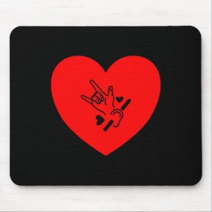 Tapis De Souris Love Heart Hand Signal langue de l'ouïe perte de c